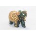 Elephant Figurine Natural Green Jade Gem Stone Gold Hand Painted Handmade B431
